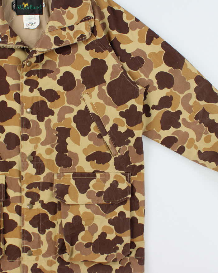 Vintage 1980s Woodland 'Ultimate Bird' Canvas Duck Camo Hunting Field Jacket - M