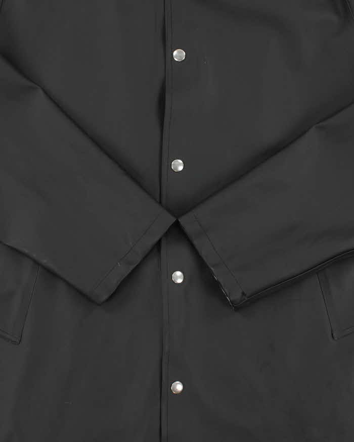 Stutterheim Black Stockholm Original Snap Button Hooded Raincoat - L