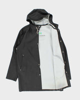 Stutterheim Black Stockholm Original Snap Button Hooded Raincoat - L