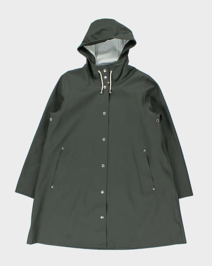 Stutterheim Khaki Stockholm Original Snap Button Hooded Raincoat - M