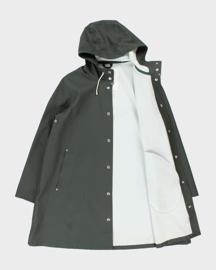 Stutterheim Khaki Stockholm Original Snap Button Hooded Raincoat - M