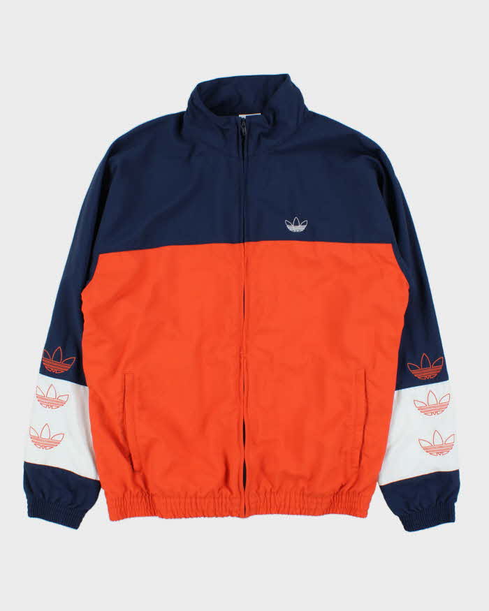 Vintage Adidas Originals Embroidered Trefoil Striped Windbreaker Jacket - M