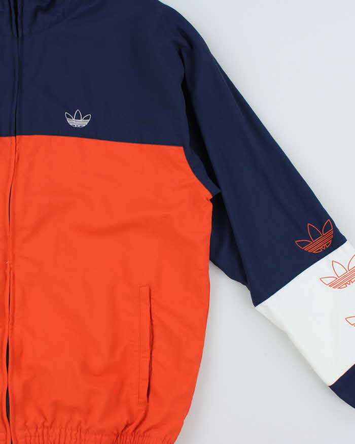 Vintage Adidas Originals Embroidered Trefoil Striped Windbreaker Jacket - M