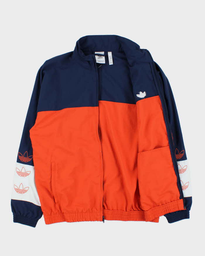 Vintage Adidas Originals Embroidered Trefoil Striped Windbreaker Jacket - M