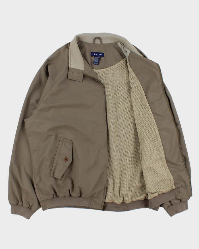 Vintage 1990s Izod Khaki Soft Shell Harrington Jacket - L