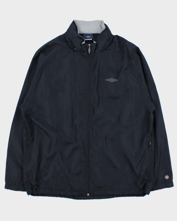 Vintage Y2K 00s Umbro Navy Soft Shell Hooded Windbreaker Jacket - XL