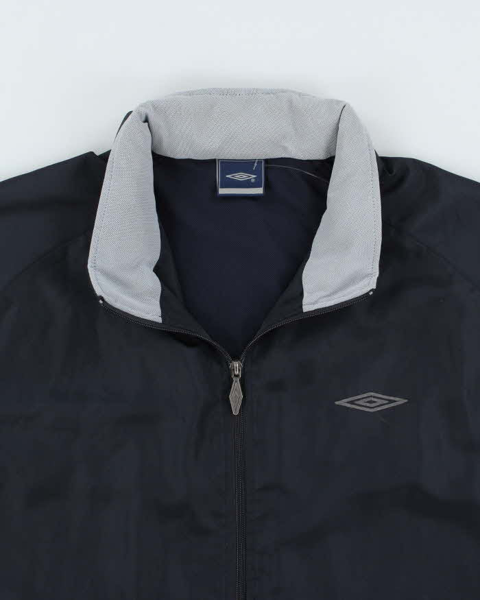 Vintage Y2K 00s Umbro Navy Soft Shell Hooded Windbreaker Jacket - XL