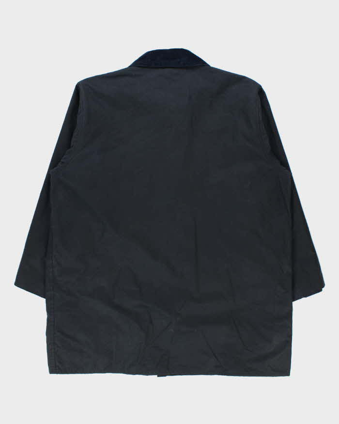 Vintage Barbour Classic Navy Border Tartan Lined Waxed Country Jacket - 3XL