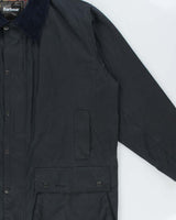 Vintage Barbour Classic Navy Border Tartan Lined Waxed Country Jacket - 3XL