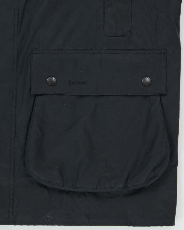 Vintage Barbour Classic Navy Border Tartan Lined Waxed Country Jacket - 3XL