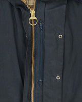 Vintage Barbour Classic Navy Border Tartan Lined Waxed Country Jacket - 3XL