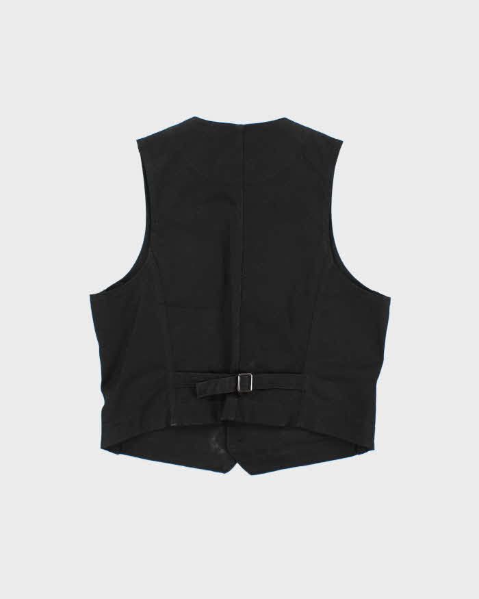 Vintage Nudie Jeans Pal Dry Black Coated Denim Waistcoat - L
