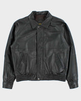 Vintage 1990s Amanati Leather Moto Bomber Jacket - M