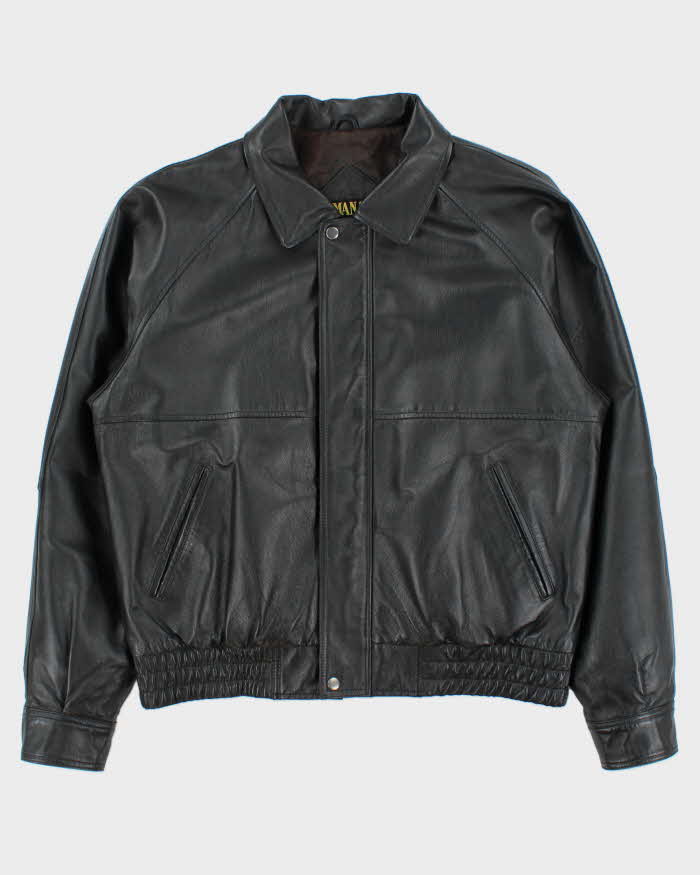 Vintage 1990s Amanati Leather Moto Bomber Jacket - M