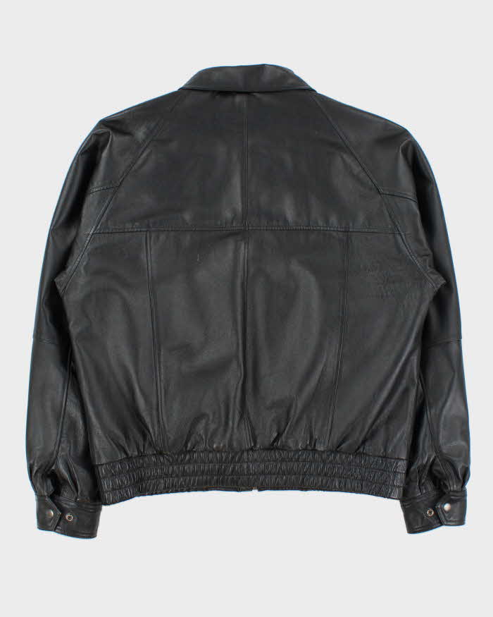 Vintage 1990s Amanati Leather Moto Bomber Jacket - M