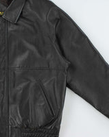 Vintage 1990s Amanati Leather Moto Bomber Jacket - M