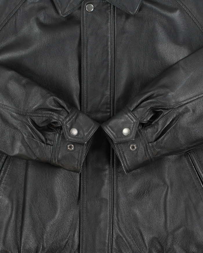 Vintage 1990s Amanati Leather Moto Bomber Jacket - M