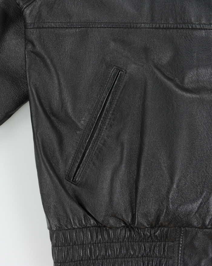 Vintage 1990s Amanati Leather Moto Bomber Jacket - M