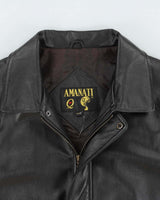 Vintage 1990s Amanati Leather Moto Bomber Jacket - M