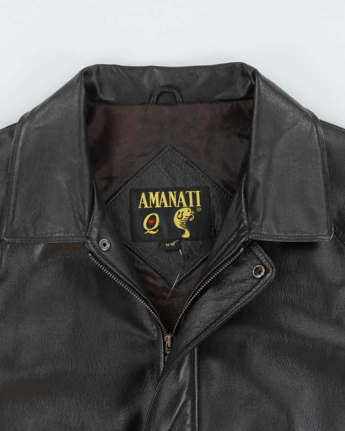 Vintage 1990s Amanati Leather Moto Bomber Jacket - M
