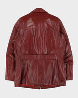 Vintage 1970s Hi-Mac Burgundy All Weather Made In Canada Button Front Leather Jacket - XL