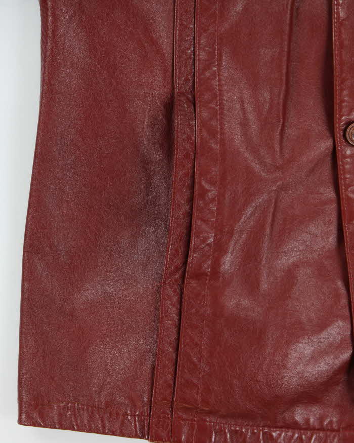 Vintage 1970s Hi-Mac Burgundy All Weather Made In Canada Button Front Leather Jacket - XL