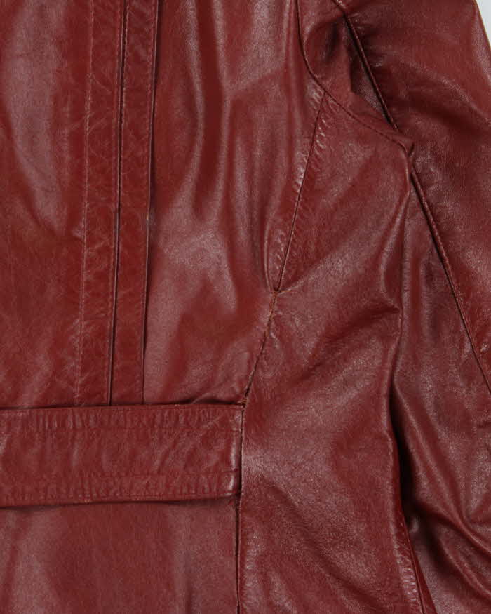 Vintage 1970s Hi-Mac Burgundy All Weather Made In Canada Button Front Leather Jacket - XL