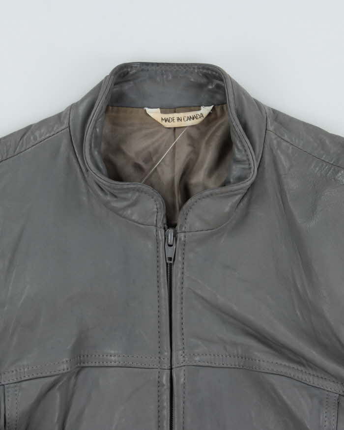Vintage 1970s Daniel's Made In Canada Leather Cafe Racer Bomber Jacket - S