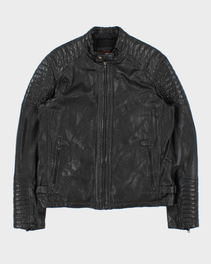 Vintage Y2K 00s Danier Leather Classic Cafe Racer Moto Jacket - L