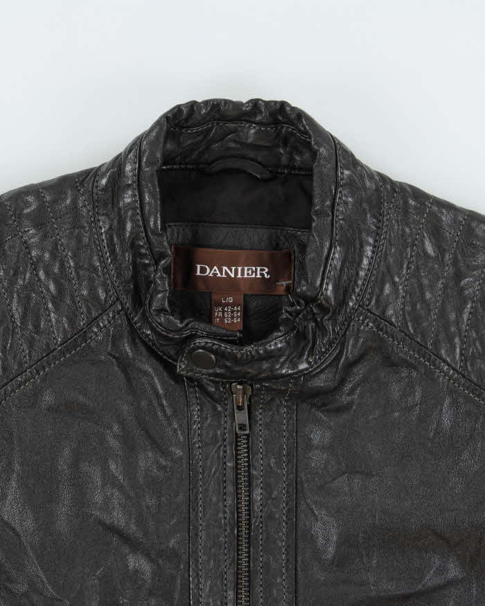 Vintage Y2K 00s Danier Leather Classic Cafe Racer Moto Jacket - L