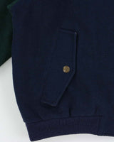 Vintage 1990s Tommy Hilfiger Wool Blend Colour Block Quilt Lined Leather Collar Bomber Jacket - S