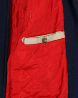 Vintage 1990s Tommy Hilfiger Wool Blend Colour Block Quilt Lined Leather Collar Bomber Jacket - S