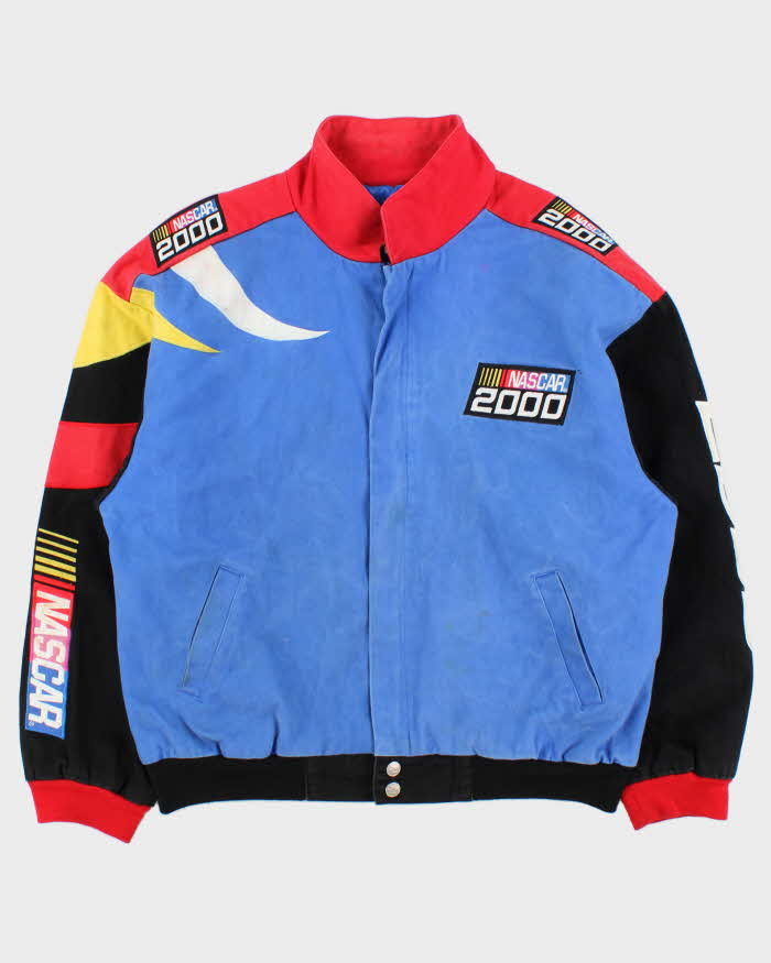 Vintage Y2K Chase Authentics Nascar 2000 Canvas Colour Block Racing Bomber Jacket - L