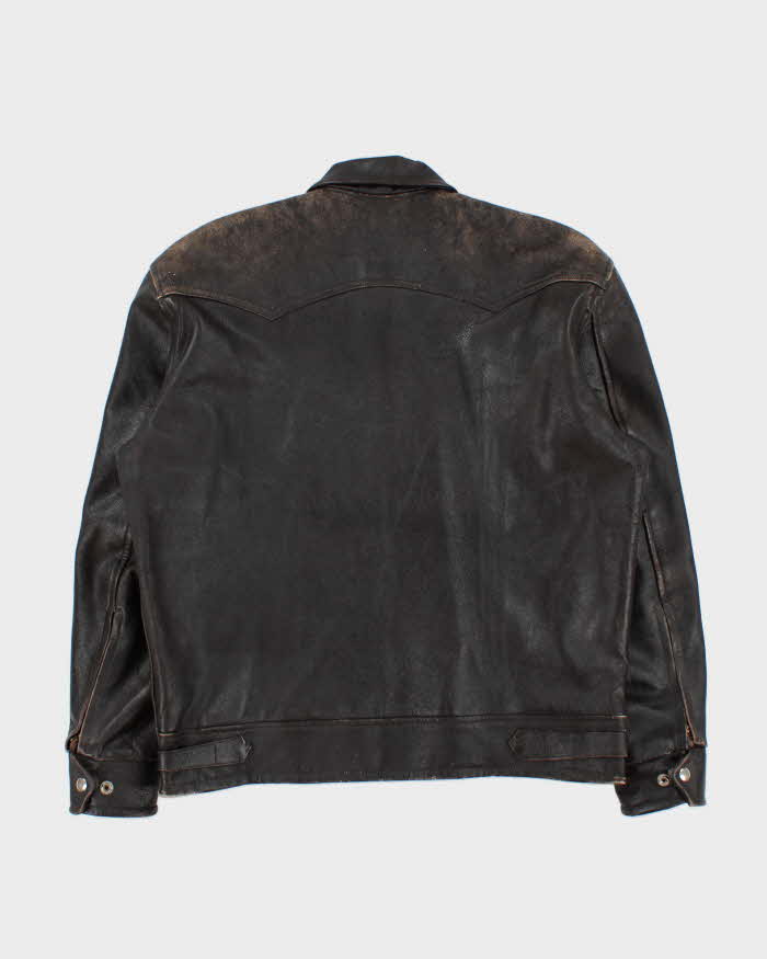 Vintage 1940s Hunner Made In California Goatskin Leather Quilt Lined Biker Jacket - L