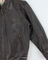Vintage 1940s Hunner Made In California Goatskin Leather Quilt Lined Biker Jacket - L
