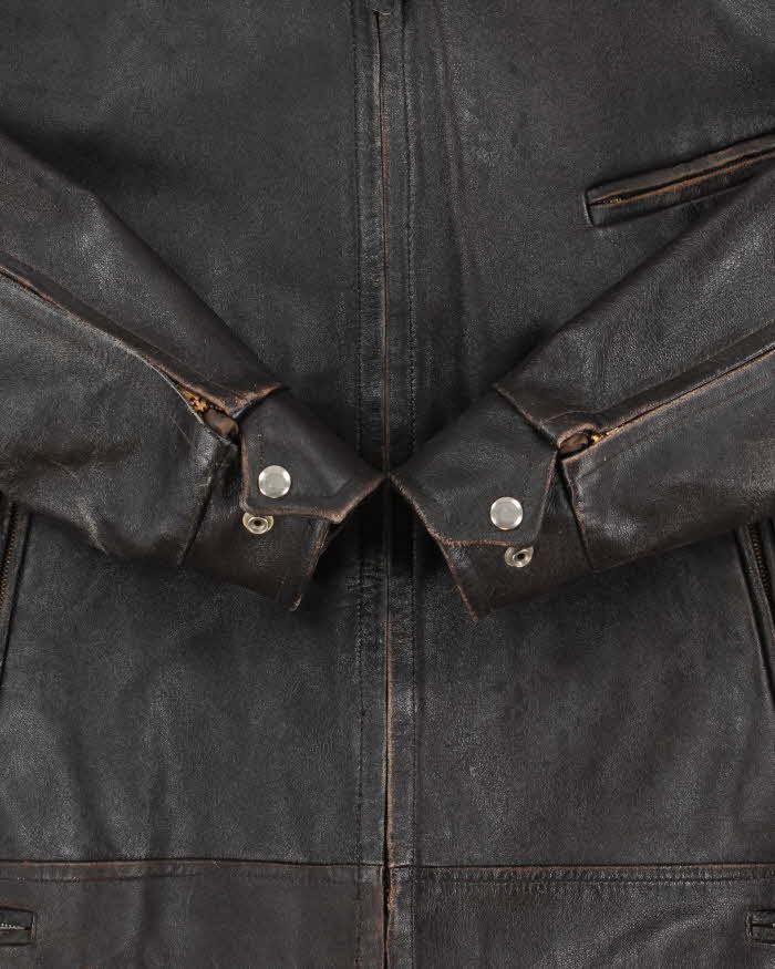 Vintage 1940s Hunner Made In California Goatskin Leather Quilt Lined Biker Jacket - L