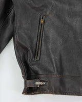 Vintage 1940s Hunner Made In California Goatskin Leather Quilt Lined Biker Jacket - L