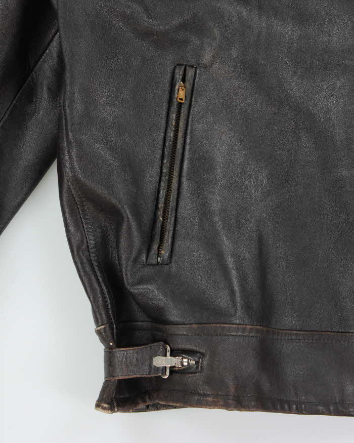 Vintage 1940s Hunner Made In California Goatskin Leather Quilt Lined Biker Jacket - L