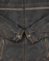 Vintage Y2K 00s Danier Distressed Leather Cafe Racer Moto Jacket - L