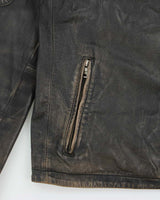 Vintage Y2K 00s Danier Distressed Leather Cafe Racer Moto Jacket - L