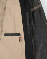 Vintage Y2K 00s Danier Distressed Leather Cafe Racer Moto Jacket - L