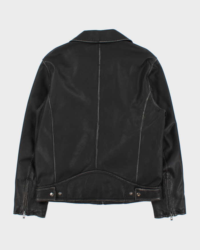 Vintage Y2K 00s Guess Jeans Distressed Leather Trucker Jacket - M