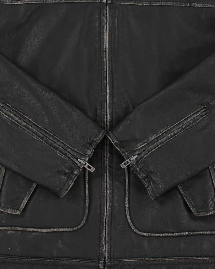 Vintage Y2K 00s Guess Jeans Distressed Leather Trucker Jacket - M