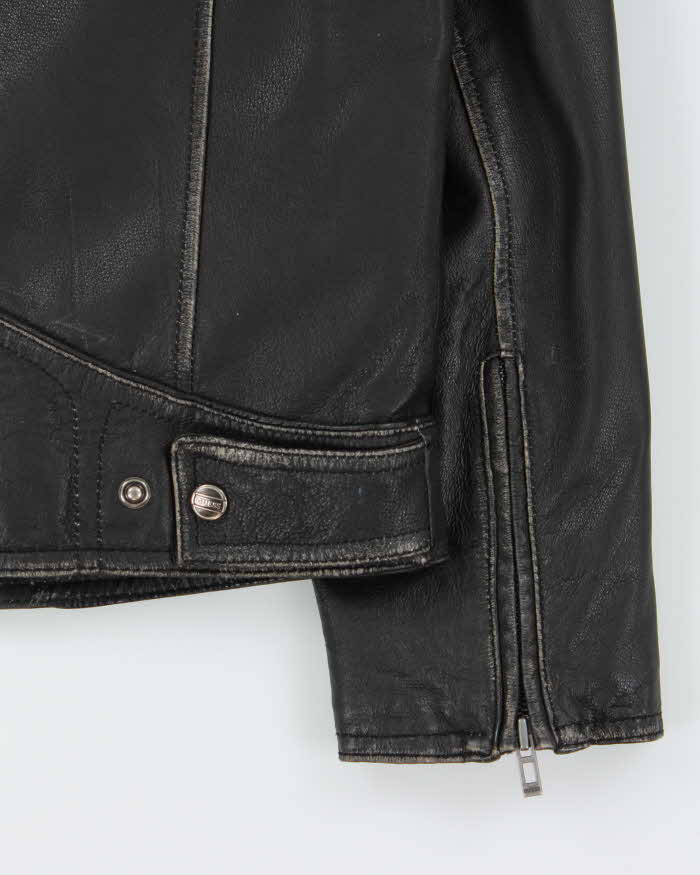 Vintage Y2K 00s Guess Jeans Distressed Leather Trucker Jacket - M