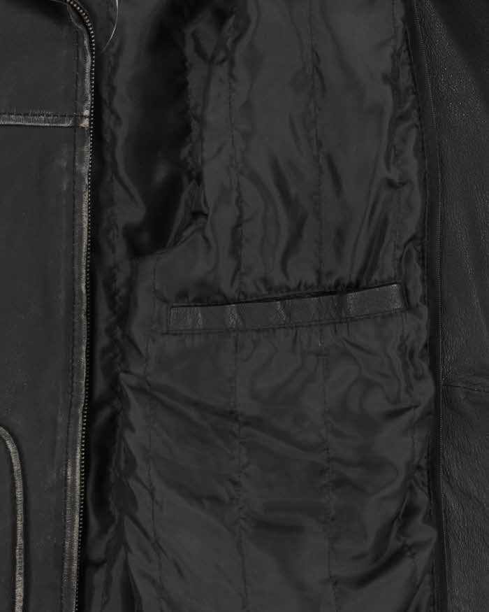 Vintage Y2K 00s Guess Jeans Distressed Leather Trucker Jacket - M