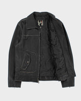 Vintage Y2K 00s Guess Jeans Distressed Leather Trucker Jacket - M