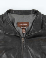 Vintage Y2K 00s Danier Italian Calfskin Leather Cafe Racer Moto Jacket - XL