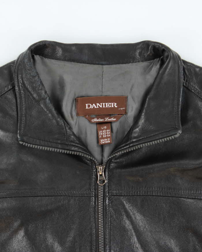 Vintage Y2K 00s Danier Italian Calfskin Leather Cafe Racer Moto Jacket - XL