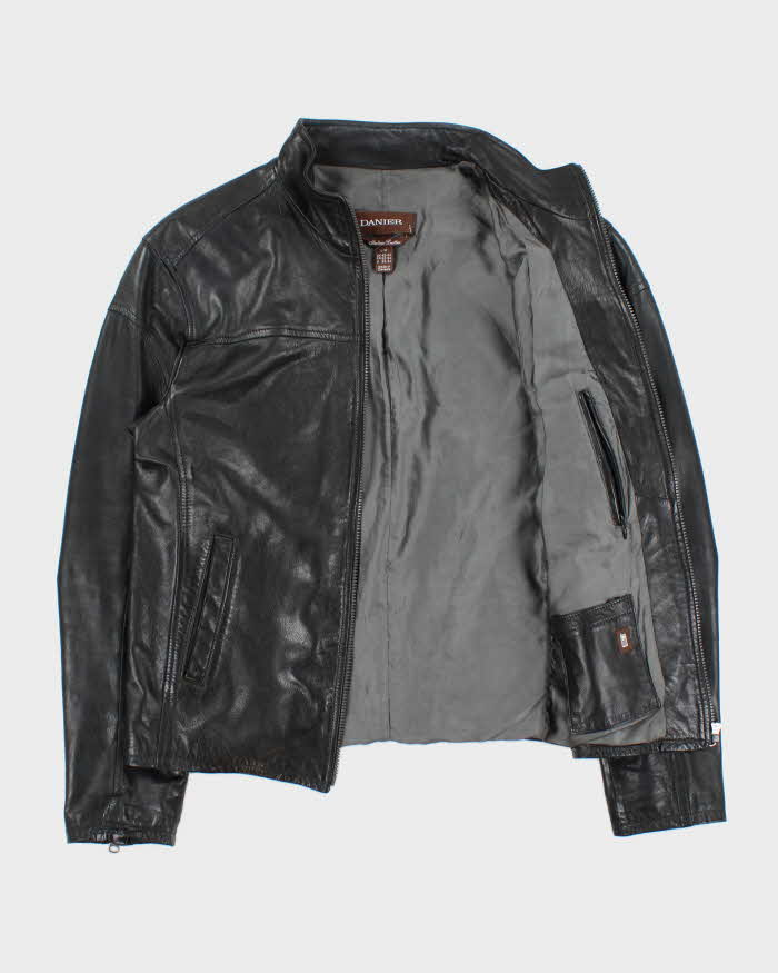 Vintage Y2K 00s Danier Italian Calfskin Leather Cafe Racer Moto Jacket - XL