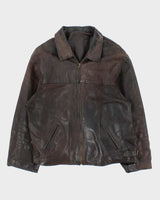 Vintage 1990s USA Made Brown Steerhide Leather Riders Jacket - XXL